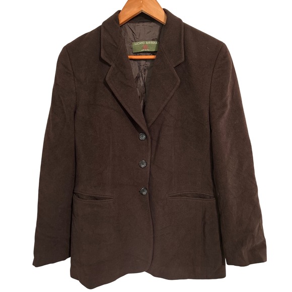 Luciano Barbera Women's Brown 3 Button Blazer 50% Angora Made in Italy Size 44